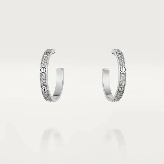 [Vintora]LOVE DIAMOND SILVER HOOP EARRINGS