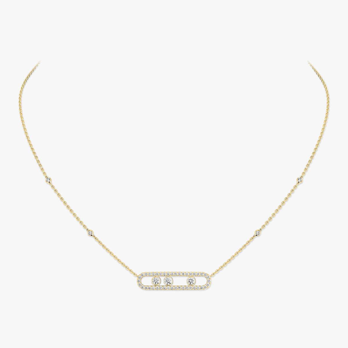 [Vintora] Move Pave_ Rose Gold Diamond Necklace