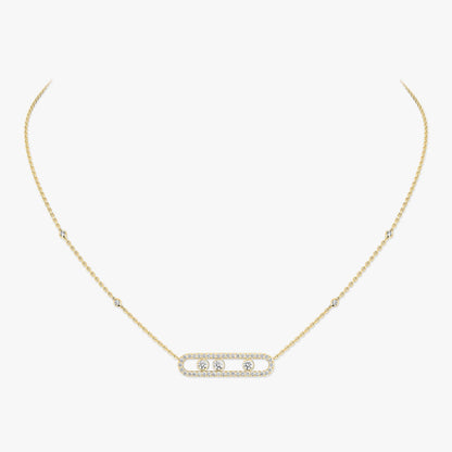 [Vintora] Move Pave_ Rose Gold Diamond Necklace