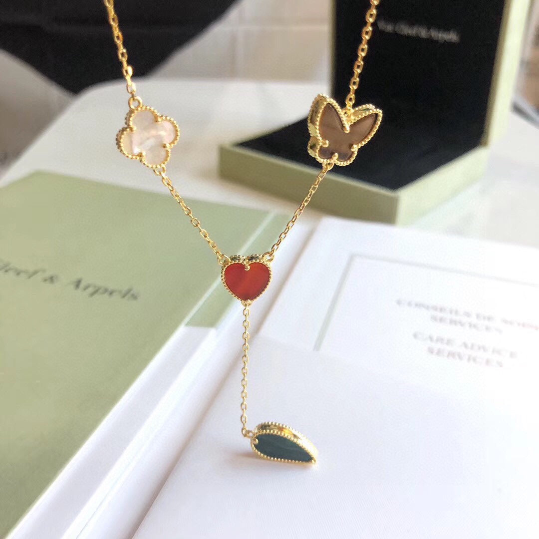 [Vintora]COLLIER LUCKY SPRING 4 MOTIFS OR ROSE
