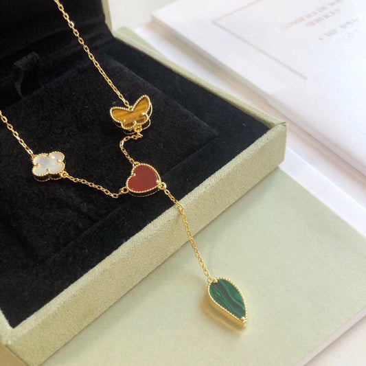 [Vintora]LUCKY SPRING 4 MOTIFS ROSE GOLD NECKLACE