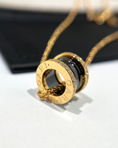 [Vintora]ZERO 1 BLACK CERAMIC DIAMOND PINK GOLD NECKLACE