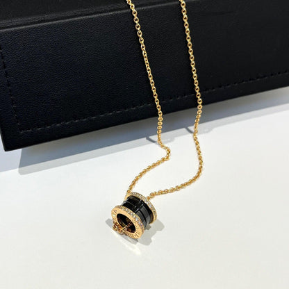 [Vintora]ZERO 1 BLACK CERAMIC DIAMOND PINK GOLD NECKLACE